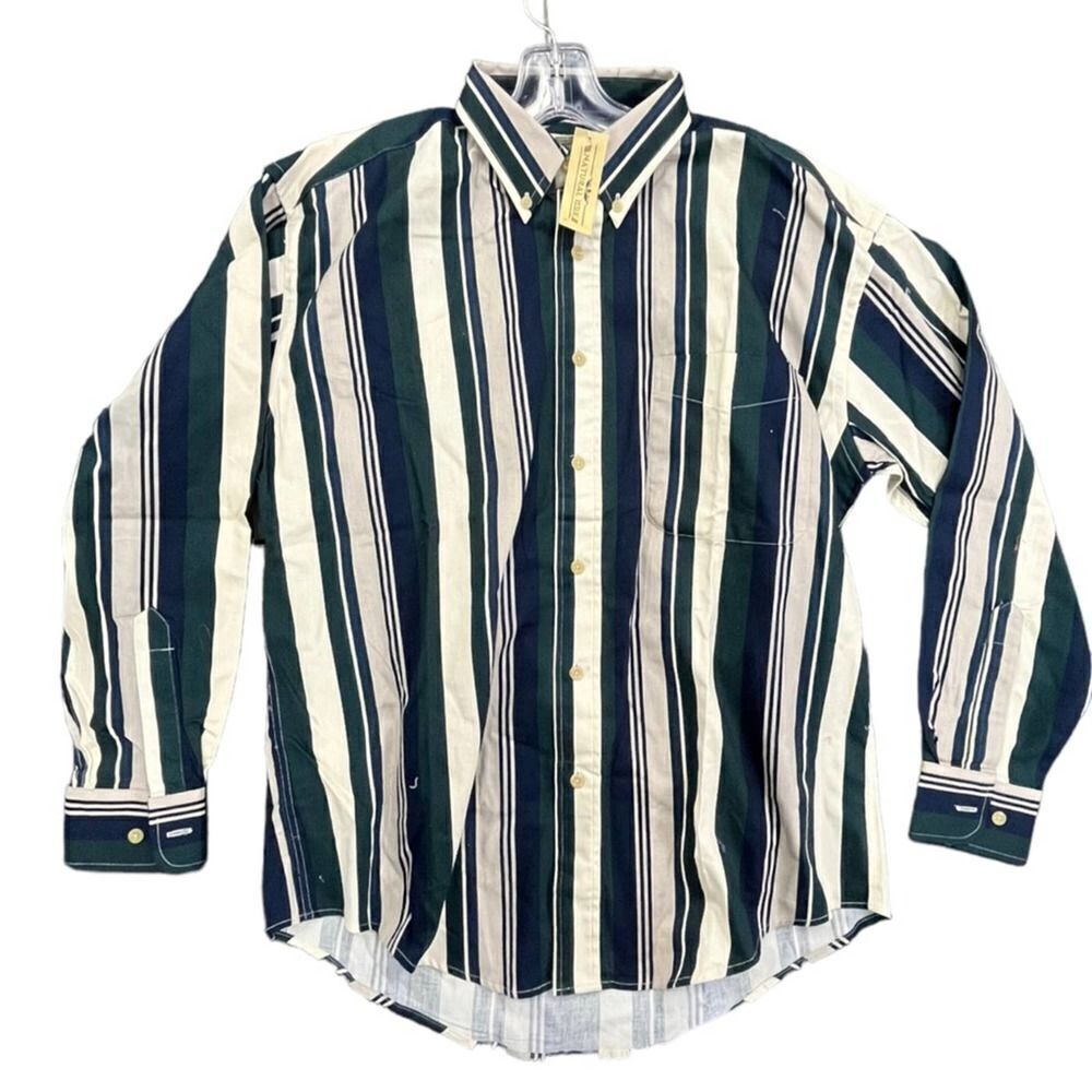 Vintage Natural Issue striped pattern button down medium shirt #club #work